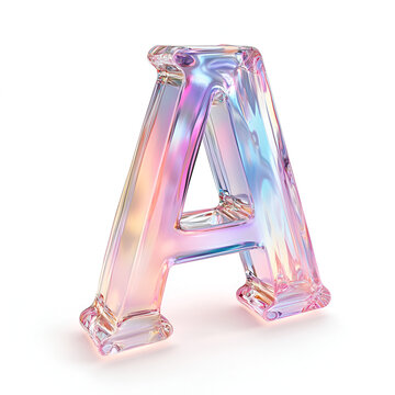 Holographic Alphabet glass  Letter A Design