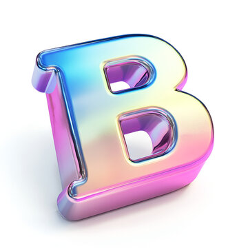 Holographic Alphabet glass  Letter B Design