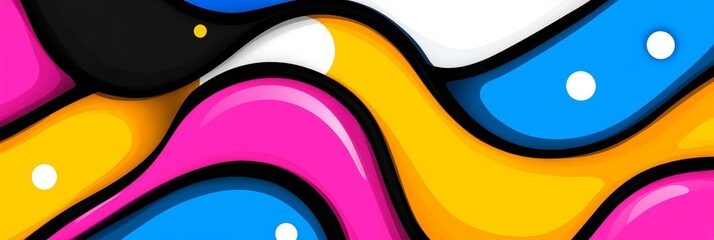 Aufkleber - Retro 70s Abstract Colorful Waves Background - Vibrant, groovy, dynamic, swirling, and energetic abstract background design. Symbolizing energy, movement, creativity, optimism, and freedom