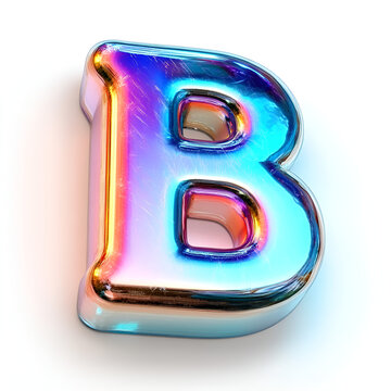 Holographic Alphabet glass  Letter B Design