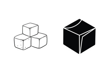 Poster - Simple Geometric Shapes Two Cube Illustrations In Black And White
