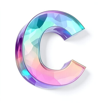 Holographic Alphabet glass  Letter C Design