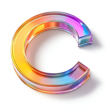 Holographic Alphabet glass  Letter C Design