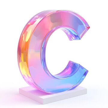 Holographic Alphabet glass  Letter C Design