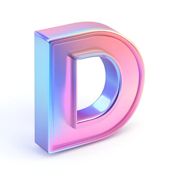 Holographic Alphabet glass  Letter D Design