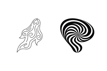 Poster - Abstract Black And White Shapes Featuring Swirls And Spirals On White Background