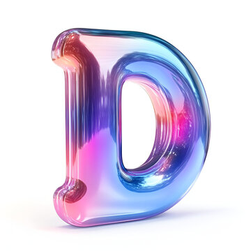 Holographic Alphabet glass  Letter D Design