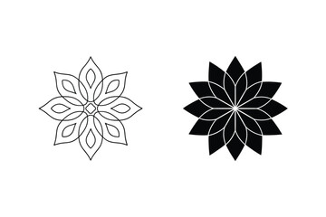 Poster - Floral Design Illustration Of Two Geometric Style Flowers On A White Background