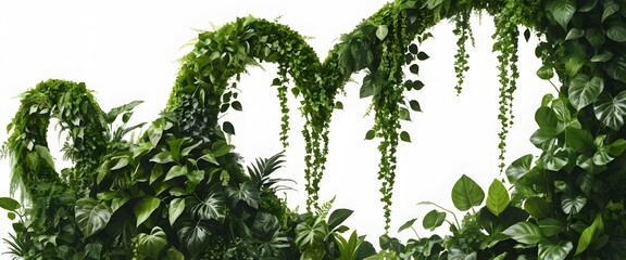 Poster - Green Vines, Abundant Foliage. Lush Heart-shaped Leaves Cascade. Natural Beauty, Different Varieties. A Study In Green Textures.