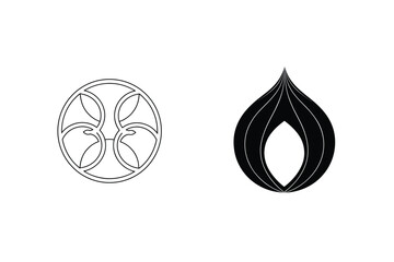 Poster - Two Abstract Design Elements In Black And White Minimalist Style Illustration