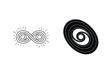 Poster - Abstract Infinity Symbols And Spiral Galaxy In Black And White Minimalist Style
