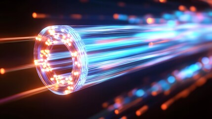 Poster - Fiber Optic Cable Transmitting Light Signals
