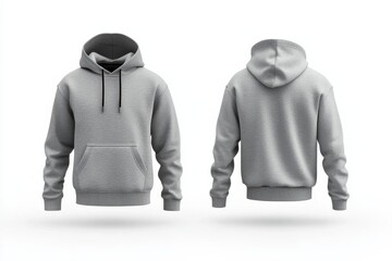 Poster - Trendy grey hoodie with cozy front pocket and hood for casual wear and outdoor relaxation in various settings