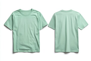 Poster - Mint green t-shirt design displayed from front and back angles in a studio setting