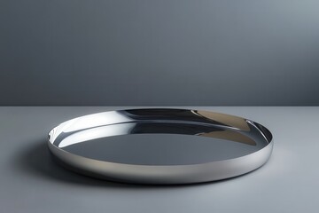Poster - Modern metallic tray displayed on a sleek surface with a minimalist design enhancing its elegance and shine