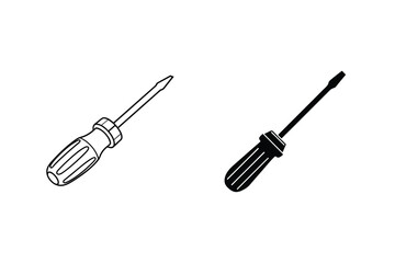 Poster - Minimalist Screwdriver Illustrations In Black And White For Diy Projects