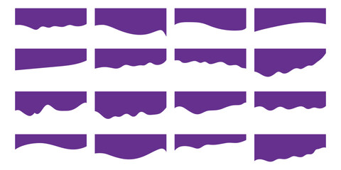 Collection of wavy decorative border for web design element vector. Website divider border vector illustration