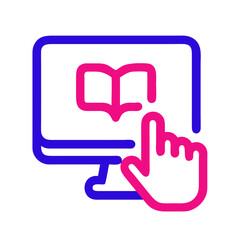 Poster - Interactive learning icon with computer and hand gesture  