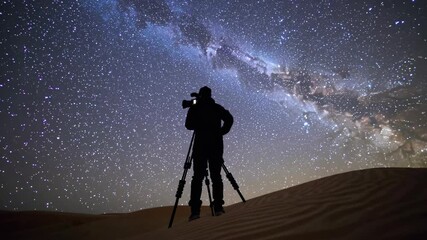Poster - Stargazer capturing the beauty of the night sky in a desert landscape