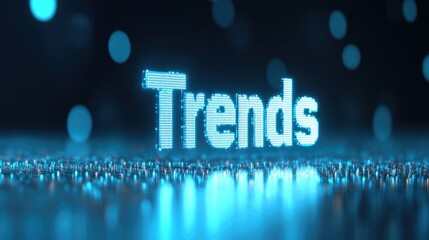 Poster - Futuristic glowing Trends word digital technology concept Abstract modern background with light particles