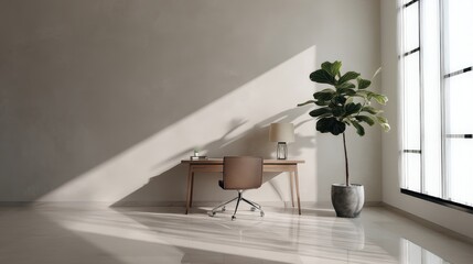 Poster - Modern Minimalist Architecture,Blank white poster mockup in a modern living room with minimalist decor and clean lines