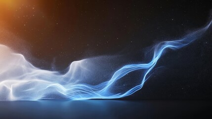 Poster - Abstract Blue and White Energy Flow - Glowing blue and white energy wave flowing across a dark background. Perfect for technology, science, or mystical themes