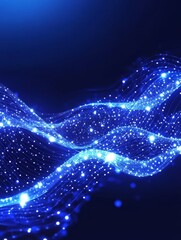 Poster - Blue Wave Abstract Background - Abstract of a flowing blue wave with glowing particles, perfect for technology or science themes