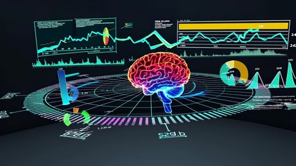 Leinwandbilder - Exploring the intersection of technology and neuroscience through dynamic brain visualizations