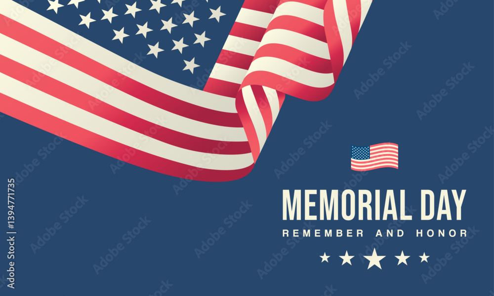 Happy Memorial day banner vector with US patriotic vintage waving ...