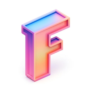 Holographic Alphabet glass  Letter F Design