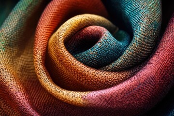 Aufkleber - Close-up of colorful woven fabric, swirling pattern showcasing texture and rich hues.