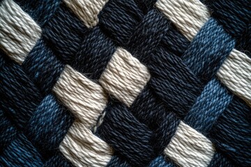 Aufkleber - Intricate woven textile with dark and light yarn creating a crisscross pattern.