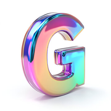 Holographic Alphabet glass  Letter G Design