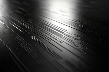 Aufkleber - Abstract dark metallic surface with engraved lines and dots, futuristic technology background.