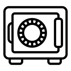 Poster - Safe with digit wheel lock line icon, money safety concept. Vector graphics. Metal safe box, storage sign on white background, style mobile or design.