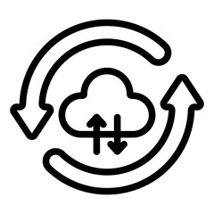 Fototapete - Arrows and cloud line icon, data sharing concept. Vector graphics. Cloud storage sync, transfer sign on white background, style mobile or design.