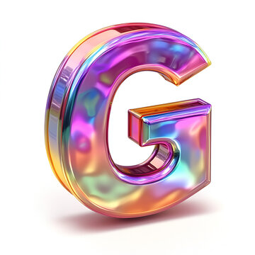 Holographic Alphabet glass  Letter G Design