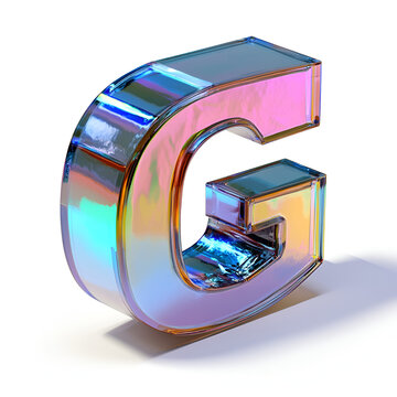 Holographic Alphabet glass  Letter G Design