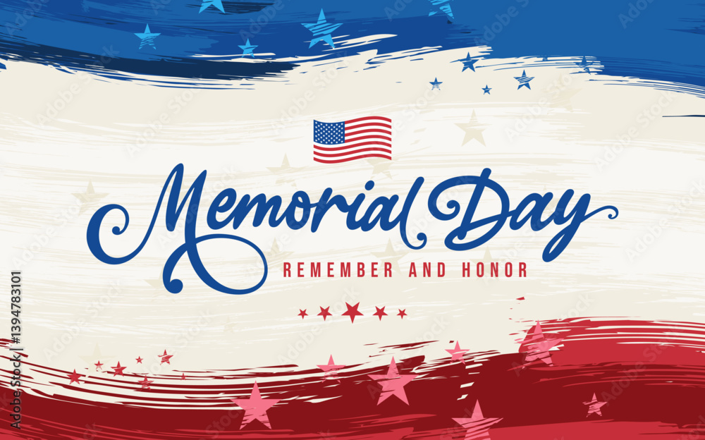 Happy Memorial day background vector with abstract stars and stripes ...