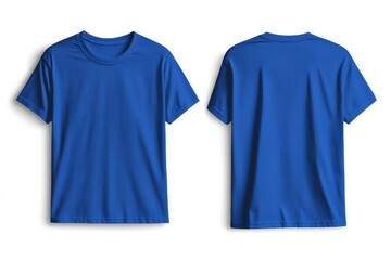 Poster - Plain blue t-shirt displayed from front and back views showcasing a simple design perfect for casual wear or layering