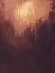 Poster - Abstract Impressionism Landscape Painting with Warm Tones and Textured Brushstrokes for Modern Art Backgrounds