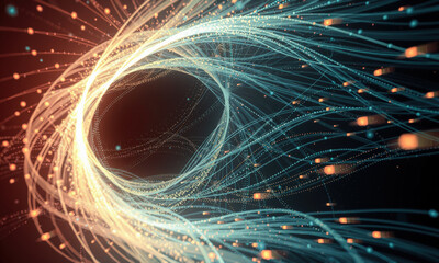 Poster - mesmerizing abstract representation of flowing lines and glowing particles, creating sense of movement and depth in digital space. vibrant colors evoke feeling of energy and dynamism