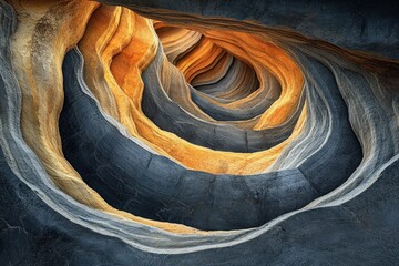 Poster - Swirling layers of sandstone create a mesmerizing spiral cave, showcasing nature's artistry.