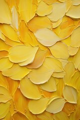 Poster - Stunning close up of vibrant yellow oil paint strokes creating a textured abstract floral pattern in a contemporary style