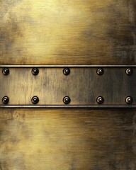 Aufkleber - Aged Brass Plate with Rivets Industrial Texture Background for Design and Decoration Metal Surface