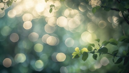 Poster - Delicate sunlight glimmers among the greenery, establishing a peaceful and dreamy setting within nature's grasp.