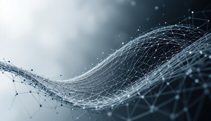 Poster - Dynamic digital wave flowing through abstract space modern technology concept high-tech visualization futuristic environment aerial perspective
