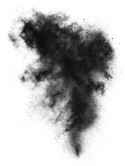Poster - Dramatic explosion of black powder against a stark white backdrop creating a dynamic abstract design with a minimalist style