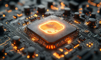 Poster - Technology circuit board chip graphic