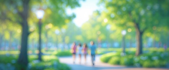 Poster - Garden in a nature park with a blurred bokeh background